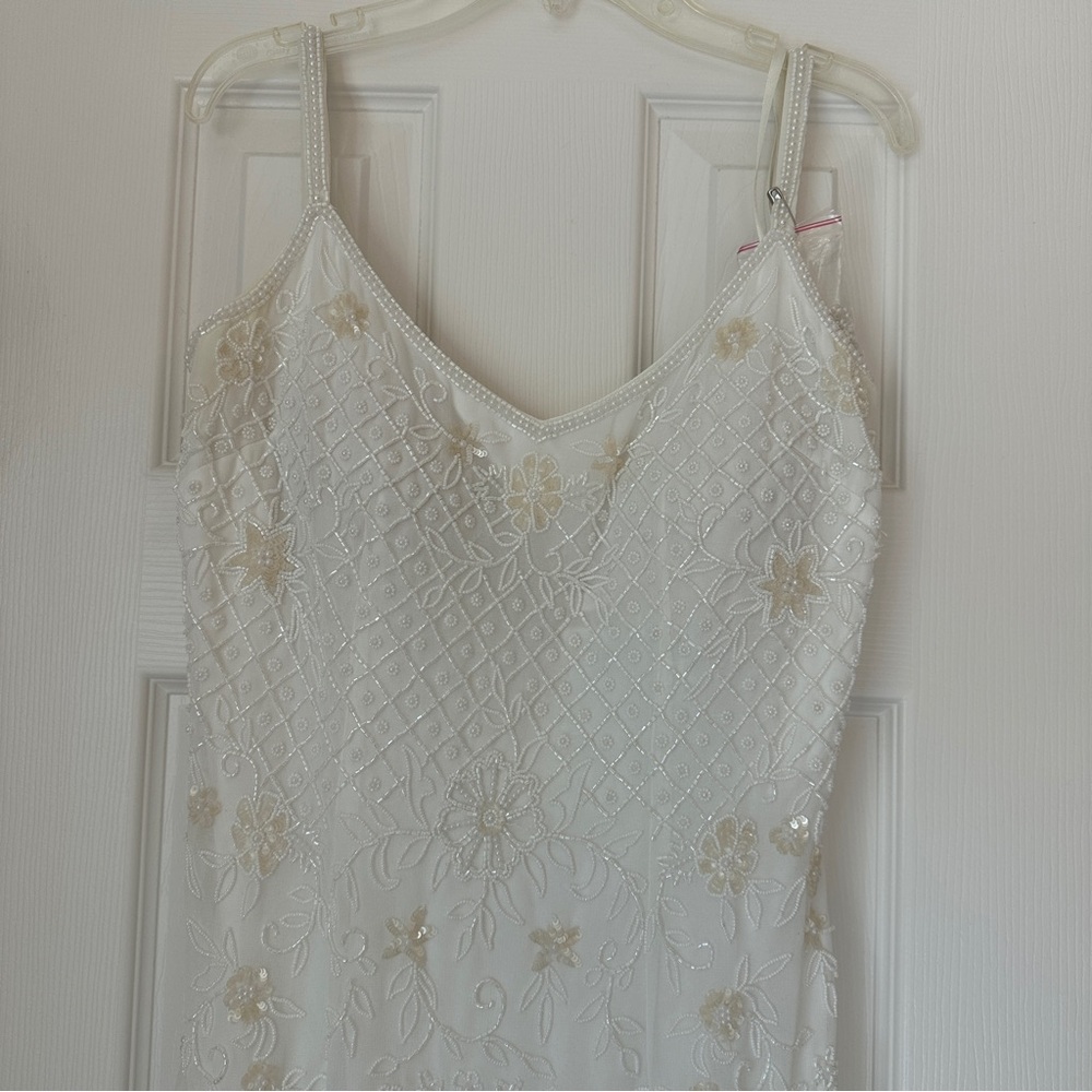 BHLDN White Lace Spaghetti-Strap Wedding Dress - Picture 4 of 16